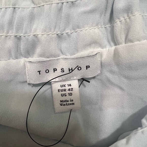 NEW Topshop Blue Gingham Smocked Tiered Midi Skirt Size 10 US $68 - Picture 6 of 7